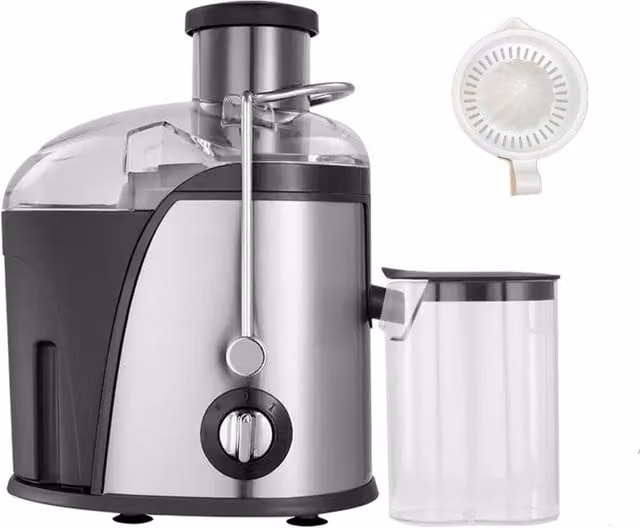 VOGREX Centrifugal Juicer Machine for Whole Fruit and Vegetables in Silver Stainless Steel