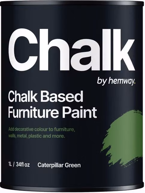 Hemway Chalk Based Furniture Paint in Flat Matt Caterpillar Green, 1L