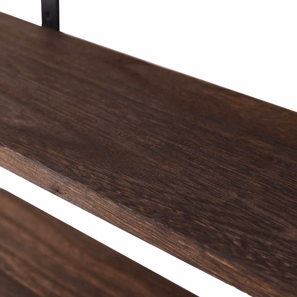 KORVIXA Set of 3 Brown Wooden Wall Mounted Floating Shelves – 5