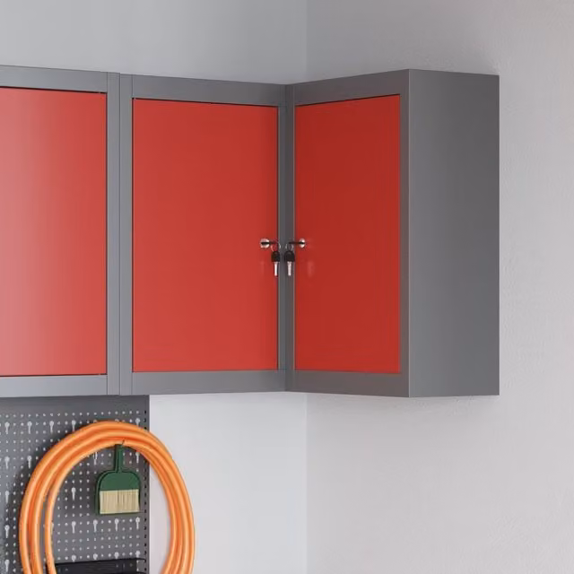 Berkfield Home Lockable Corner Tool Cabinet Wall-Mounted Red Metal – 1