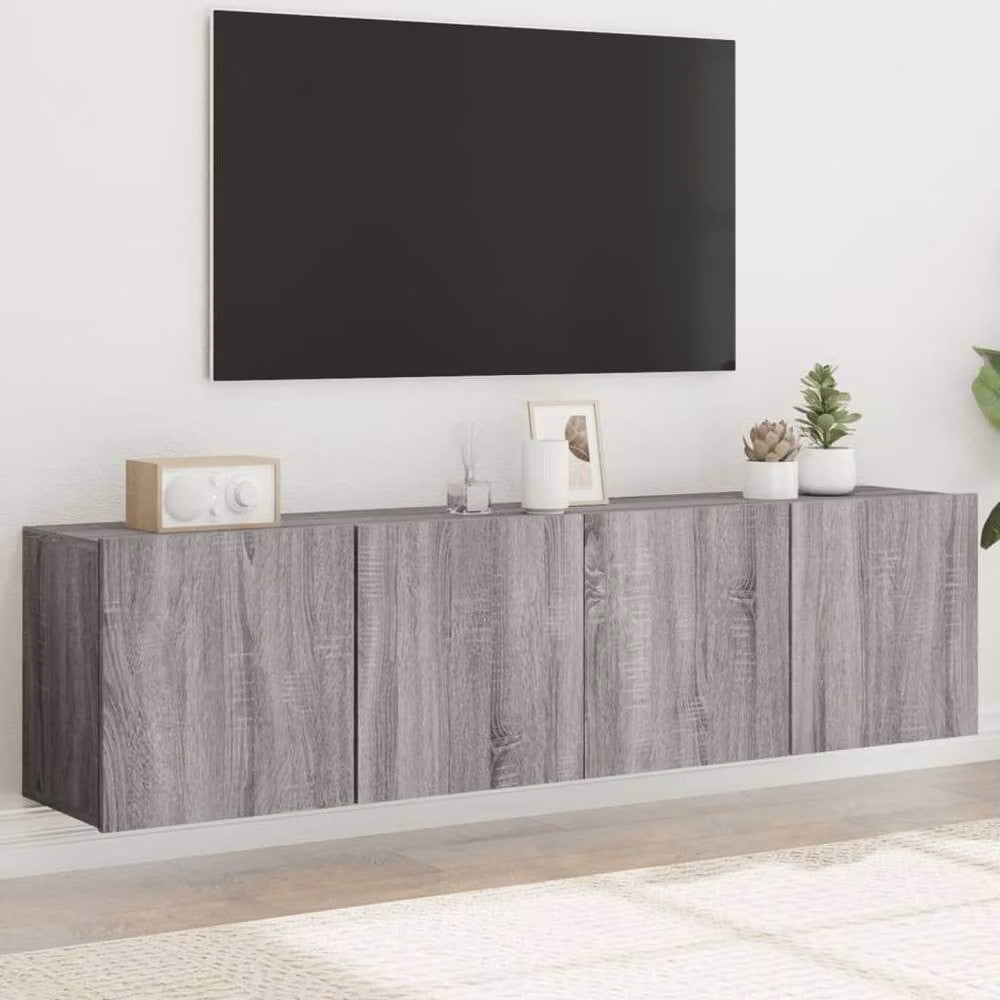 Berkfield Home Wall-mounted TV Cabinets, 2 Piece Set, Grey Sonoma, W/D/H: 80 x 30 x 41 cm – 1