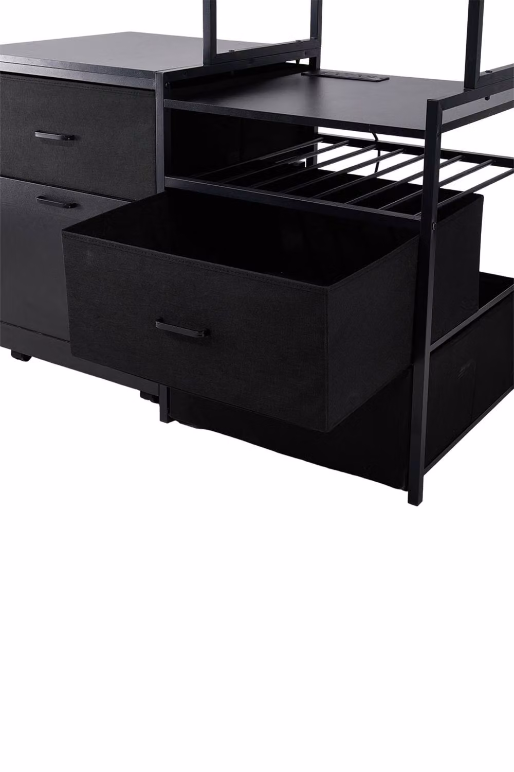 Living and Home Black Mini Fridge Stand with Wine Rack and Power Socket – 3