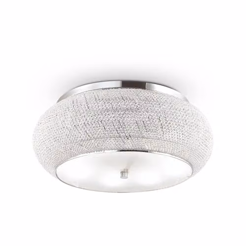 Ideal Lux Pasha PL14 Chrome Ceiling Light with Crystal Glass Details