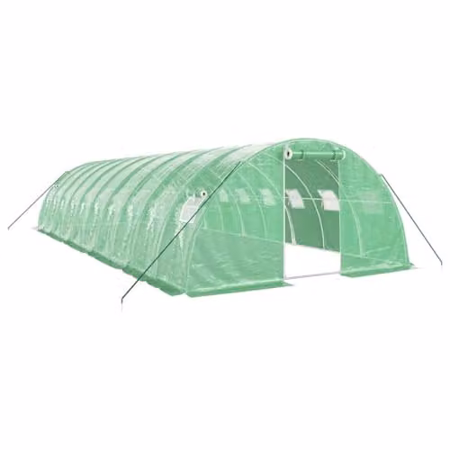 vidaXL Greenhouse with Steel and Plastic Frame, Green, W/D/H: 10 x 4 x 2 m
