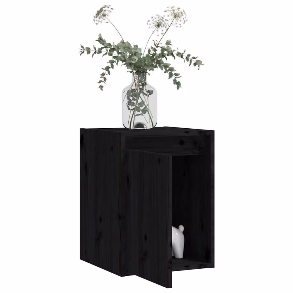 Berkfield Home Set of 2 Black Solid Wood Pine Wall Cabinets, W/D/H: 30 x 30 x 40 cm – 3