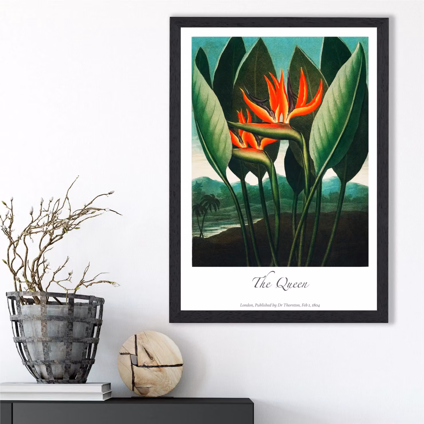 ARTZE The Queen Tropical Flower Vintage Floral Framed Print, Red and Multicolour, A3 – 2