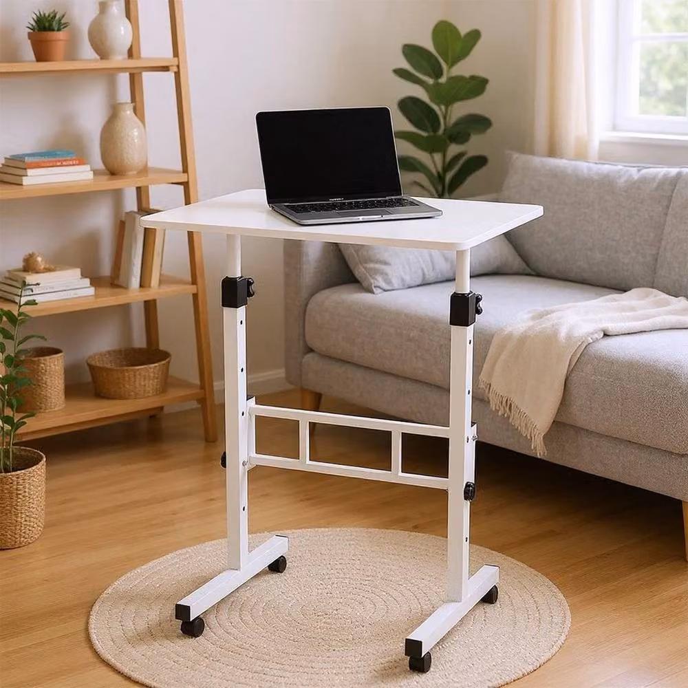 FLAVORA White Height Adjustable Standing Laptop Computer Desk W: 100 cm, D: 60 cm – 2