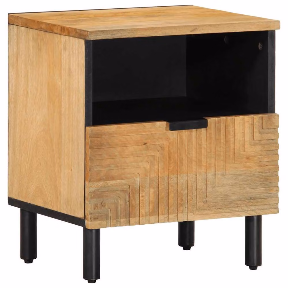 Berkfield Home Beautiful Brown Mango Wood Bedside Cabinet W/D/H: 40 x 33 x 46 cm – 2