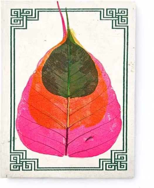 KDMK Handmade Bodhi Leaf Eco Friendly Paper Notebook in Multicolour and Yellow