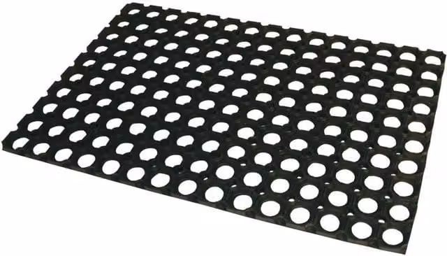 JVL Rondo Black Natural Rubber Rectangular Door Mat, W: 40 cm, D: 60 cm – 1