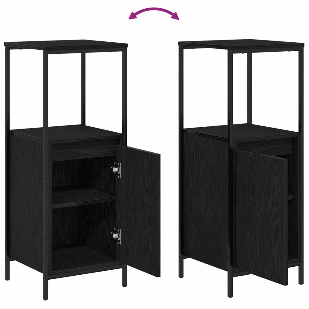 Berkfield Home 3 Piece Modern Black Oak Bathroom Furniture Set with Vanity Unit and Internal Shelves – 3