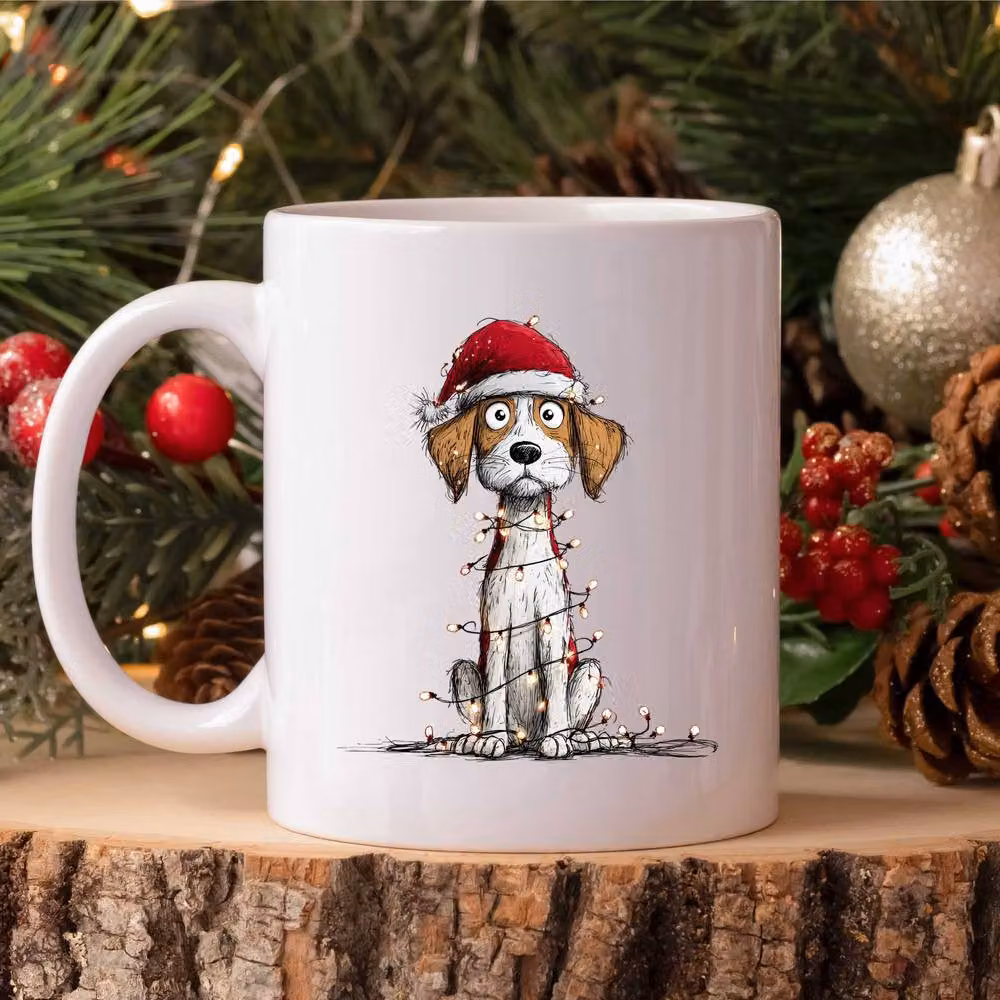 60 Second Makeover Beagle Christmas Lights Ceramic Mug in White – 2