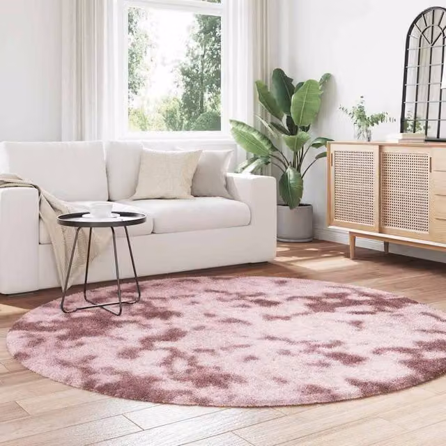 Berkfield Home NAVARRA Shaggy High Pile Round Rug, Pink, Diameter: 200 cm