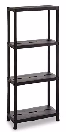 TOOMAX Black Resin 4-Shelf Freestanding Storage Unit, W/D/H: 60 x 30 x 138 cm – 1