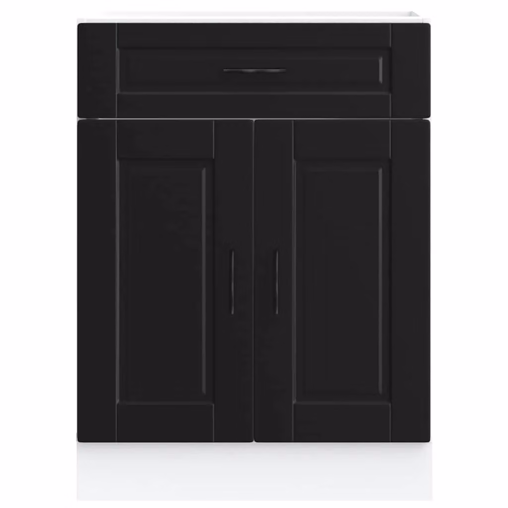 Berkfield Home Porto Black Matt Engineered Wood Kitchen Base Cabinet – 3
