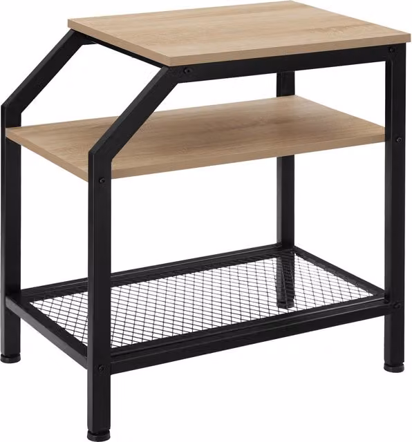 Tectake Plymouth Industrial Bedside Table in Oak Sonoma and Brown Wood with Metal Details