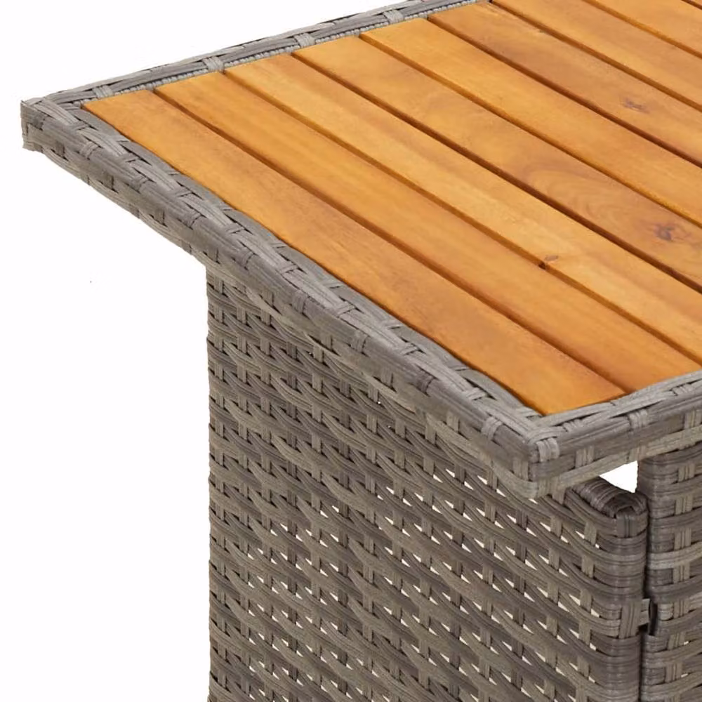 Berkfield Home Grey Garden Table with Acacia Wood and Poly Rattan, W: 100 cm, D: 50 cm, H: 43-63 cm – 4