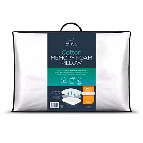 Snuggledown White Cotton Memory Foam Orthopaedic Pillow for Side Sleepers, W/D/H: 64 x 38 cm – 1
