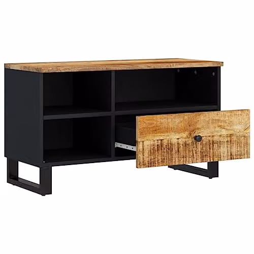 vidaXL Industrial TV Cabinet in Brown, Made from Solid Acacia and Engineered Wood with Metal Feet – 1