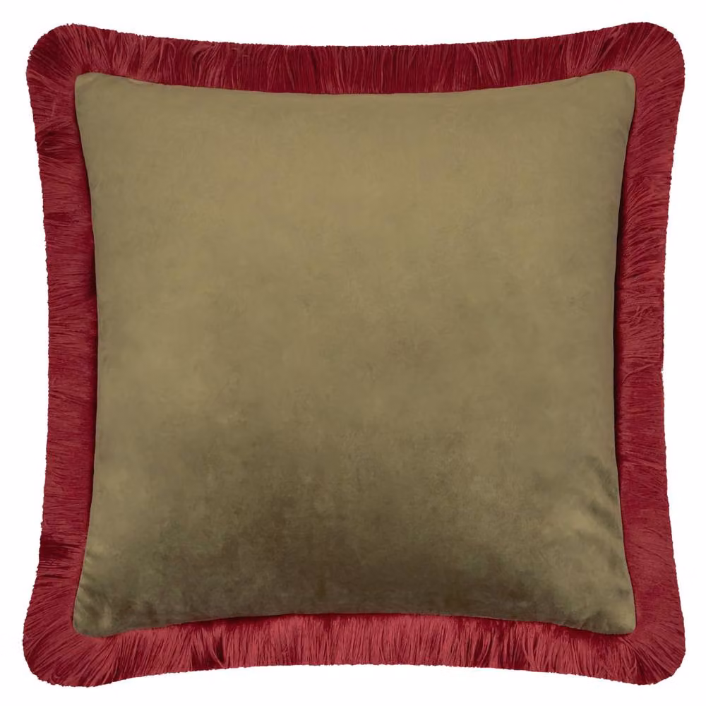 Furn Halo Fringed Velvet Cushion in Green, W/D/H: 50 x 50 x 50 cm – 2