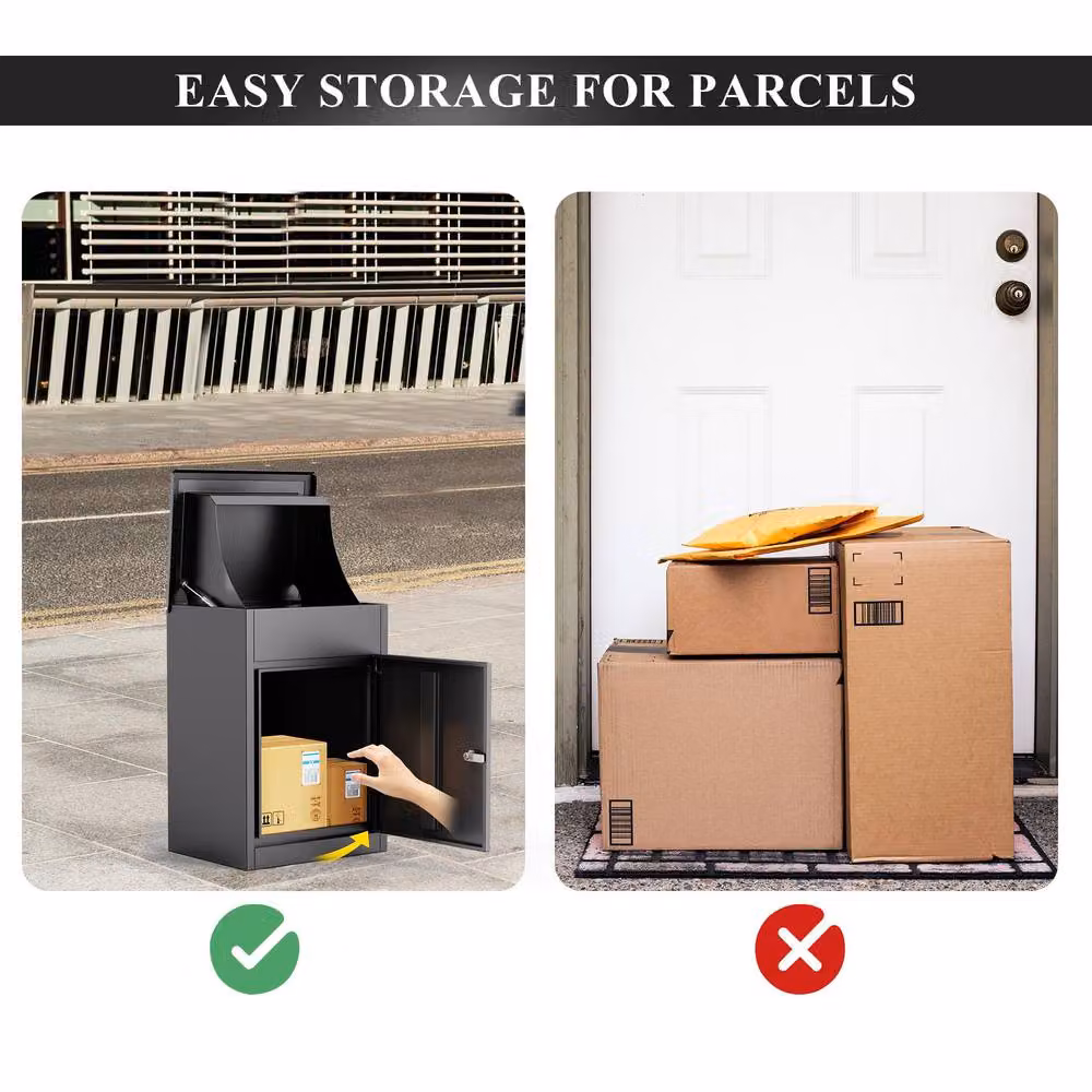 Dprodo Wall Mounted Parcel Drop Box in Black, H: 58.0 cm x W: 36.0 cm x D: 39.0 cm – 6