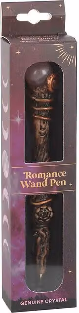 Kingsbury Gifts Rose Quartz Crystal Wand Writing Pen in Pink