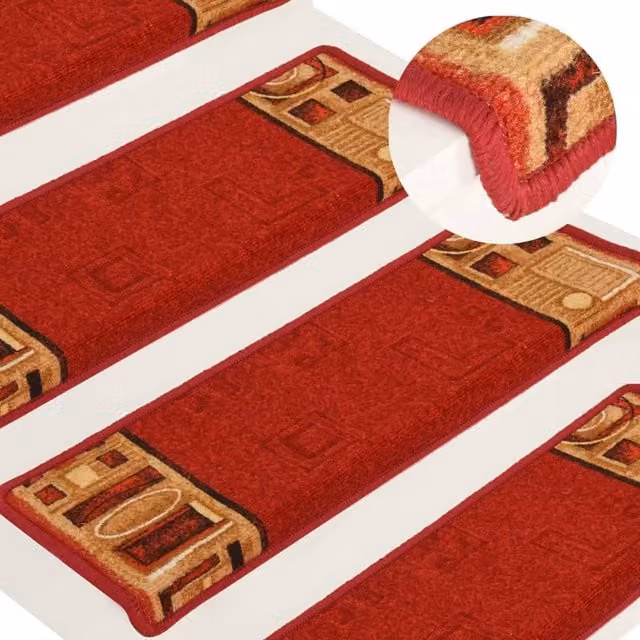 Berkfield Home Self-adhesive Stair Mats, 5 Pieces, Red, W: 65 cm, D: 21 cm, H: 4 cm