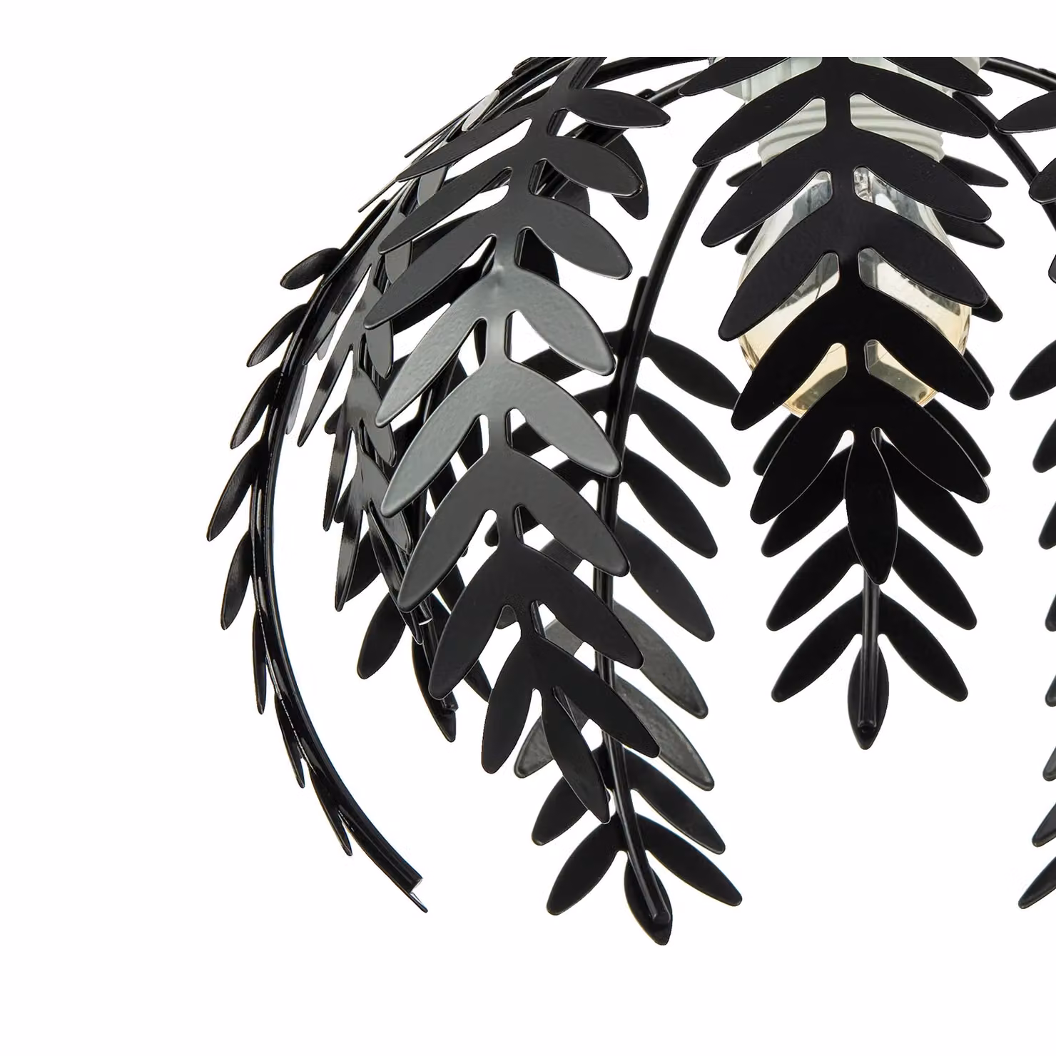 Happy Homewares Traditional Fern Leaf Design Ceiling Pendant Light Shade in Black Metal – 2