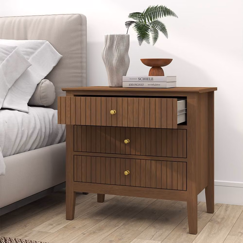 Melody Maison Pair of Large 3 Drawer Bedside Tables in Brown Wood – 2