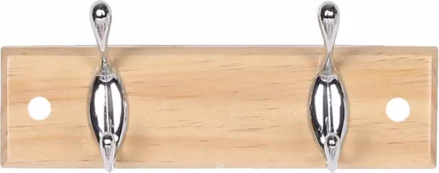 Decorails Pine Standard Hook Rail with 2 Polished Chrome Hooks