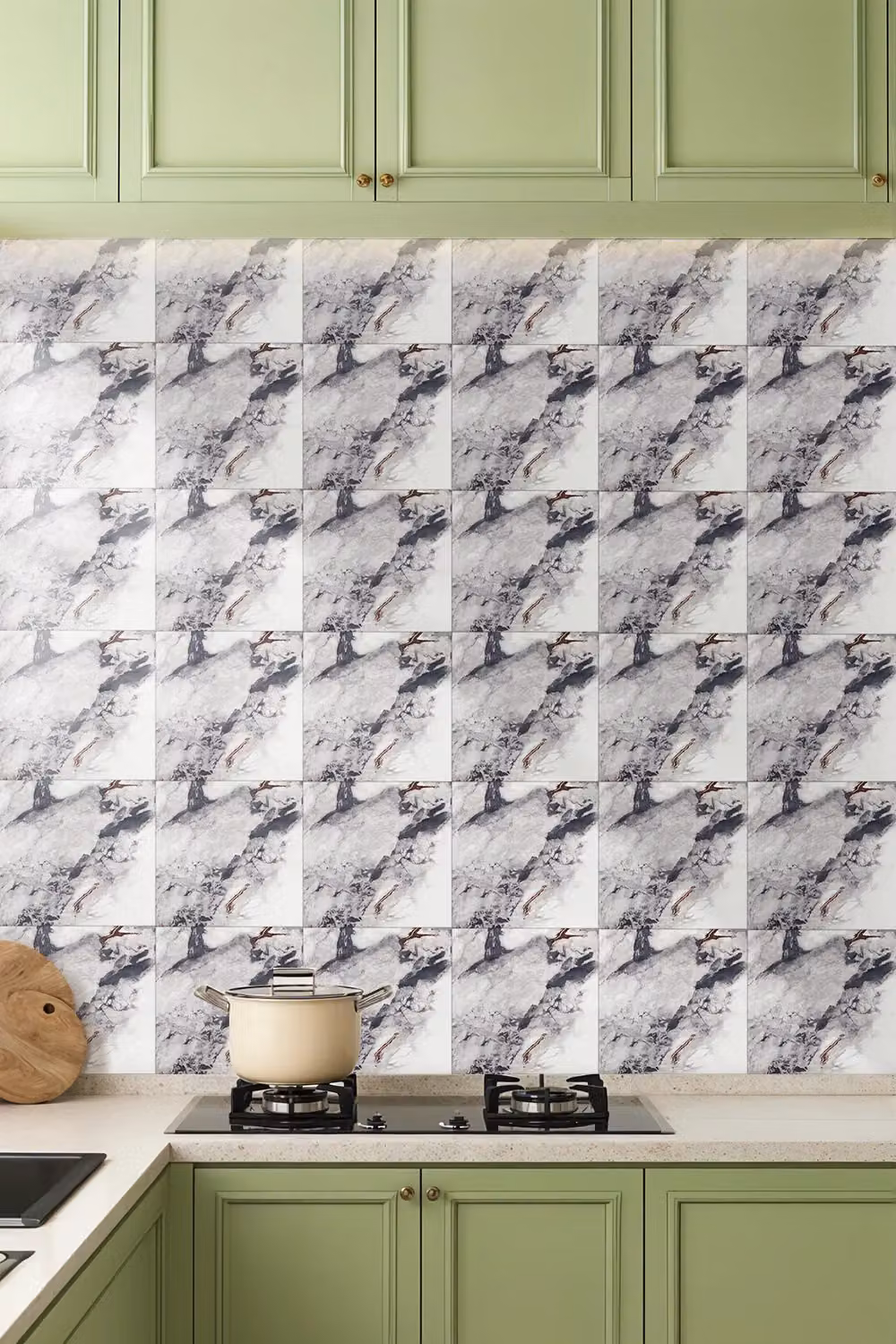 Living and Home 10pcs Self-Adhesive Arabescato Corchia Marble PVC Wallpapers, White and Multicolour, W/D/H: 40 x 40 x 40 cm – 2
