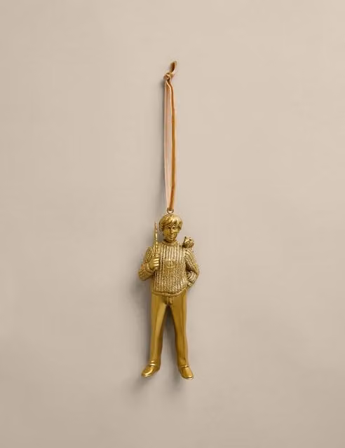 M&S Harry Potter Ron Weasley Animal Christmas Tree Hanging Decoration in Gold Metal