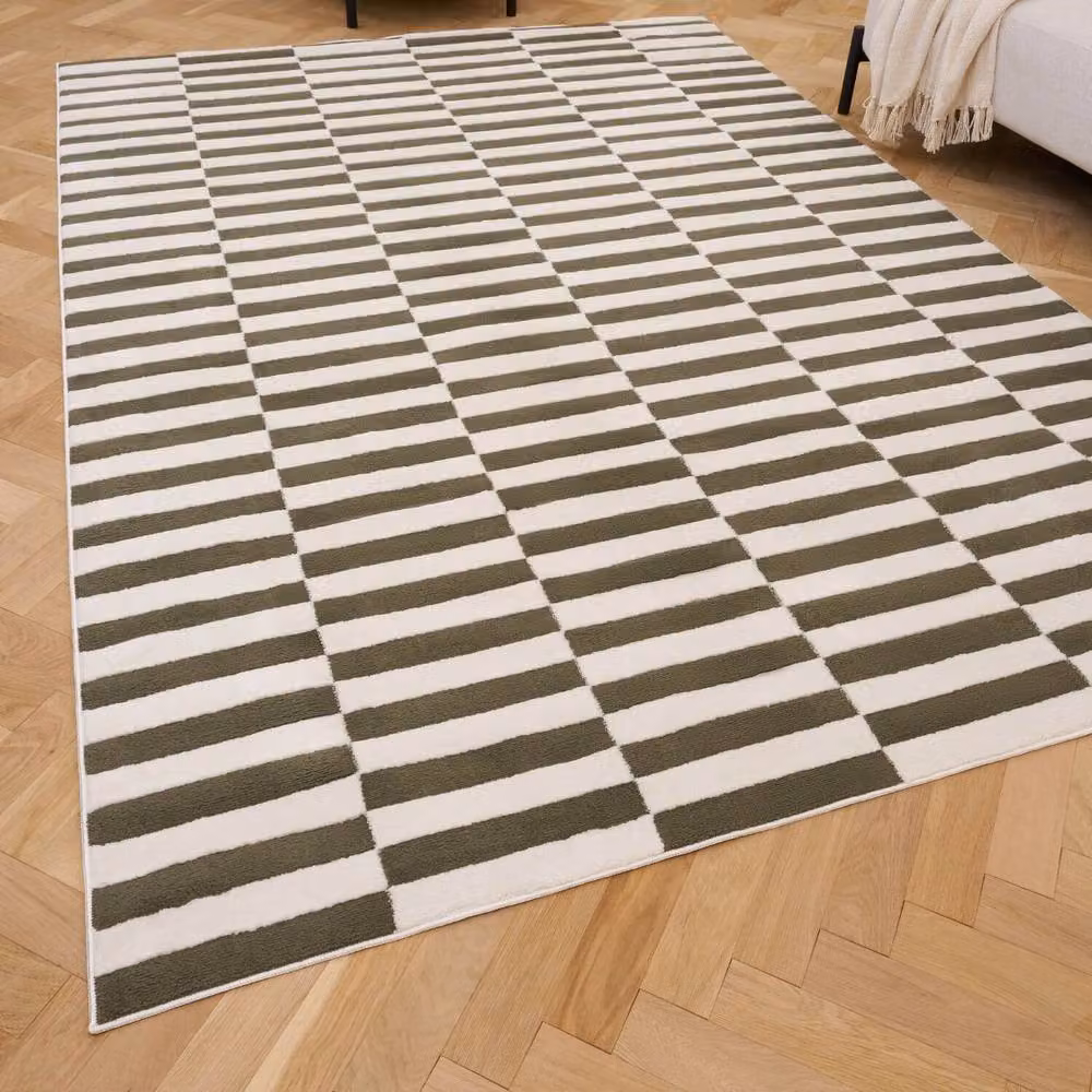 THE RUGS Loft Striped Soft Pile Area Rug, Green, W: 120 cm, L: 170 cm – 2