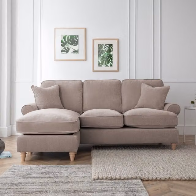 The Great Sofa Company Ezra Left Hand Velvet Chaise Sofa in Beige