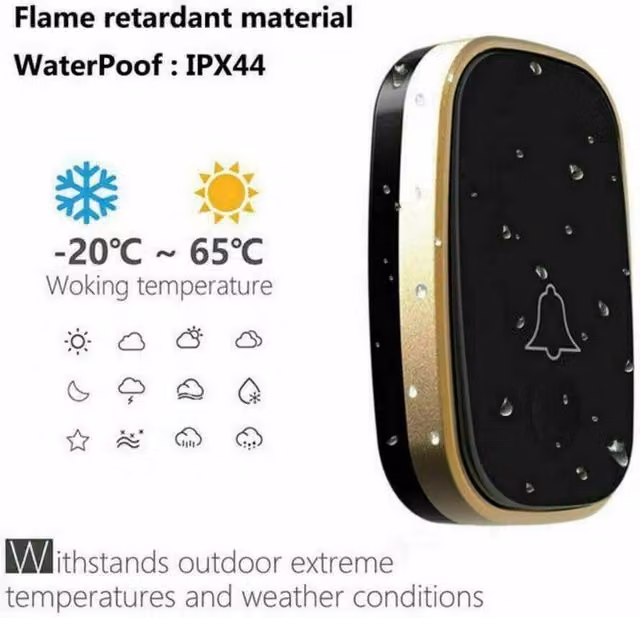 KORVIXA Waterproof Doorbell with 1000FT Range in Black – 1