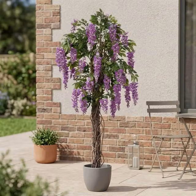 Garden Greatness Lifelike Purple and Green Wisteria Potted Tree – 1