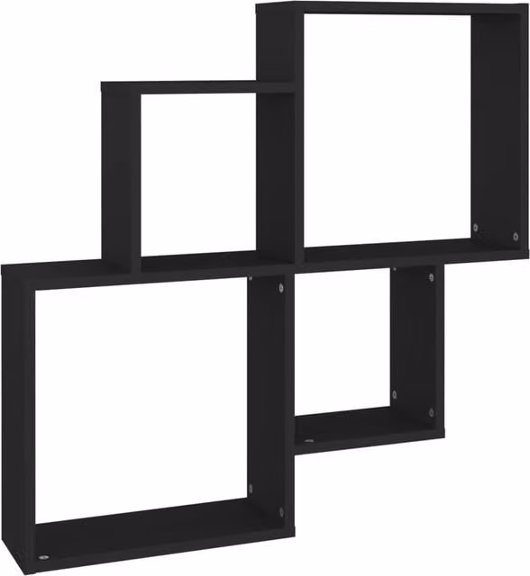 Berkfield Home Wall Mounted Cube Shelf in Black, W: 80 cm, D: 15 cm, H: 78.5 cm