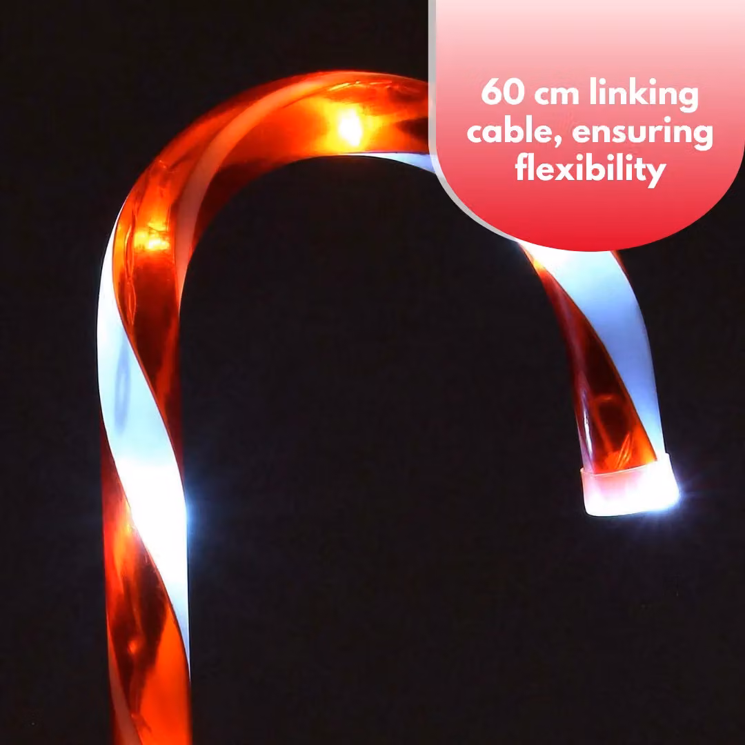 Marco Paul Pack of 6 Red LED Battery Powered Candy Cane Garden Stake Lights – 6