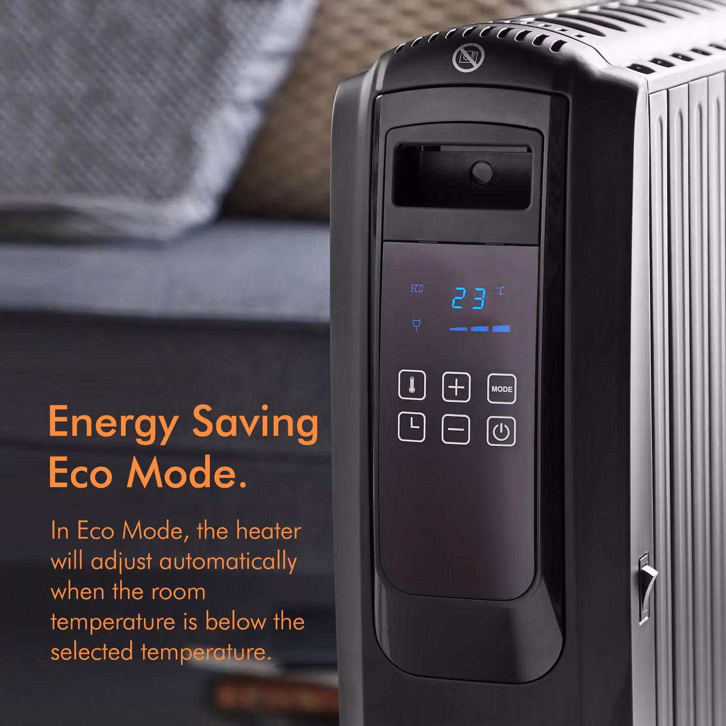 VonHaus Digital Freestanding Oil Filled Radiator in Black with Remote Control and Timer – 4