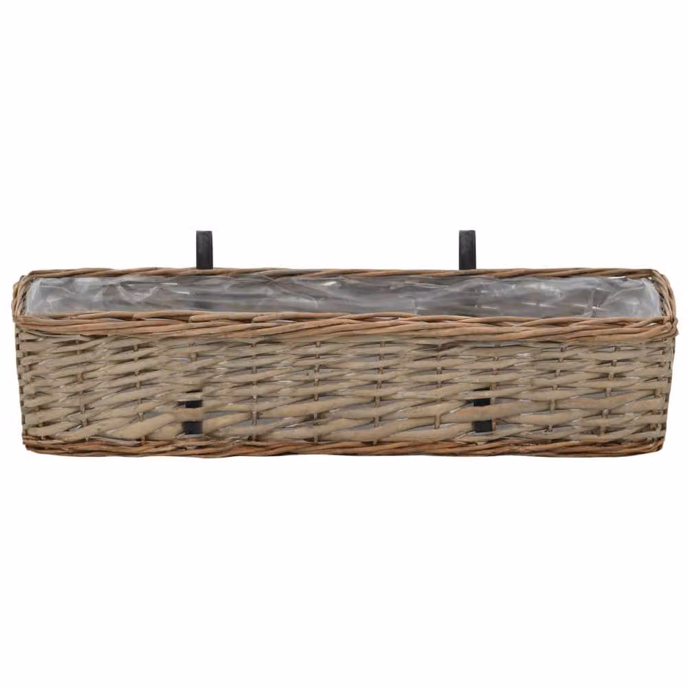 Berkfield Home Wicker Balcony Planter Set of 2 with PE Lining, Brown, Width: 60 cm – 2