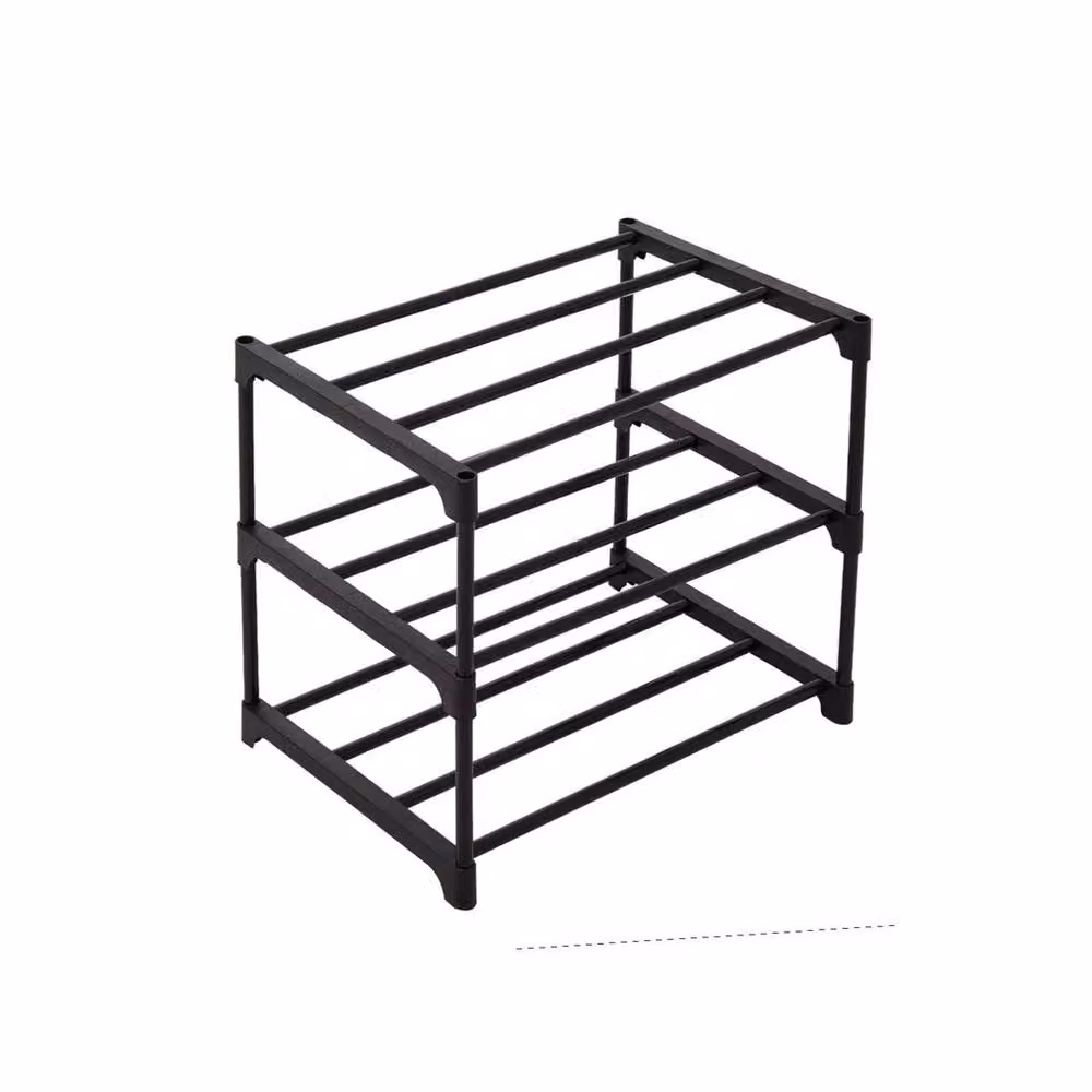 FORGEVIO 3 Tier Adjustable Metal Shoe Rack in Black – 2