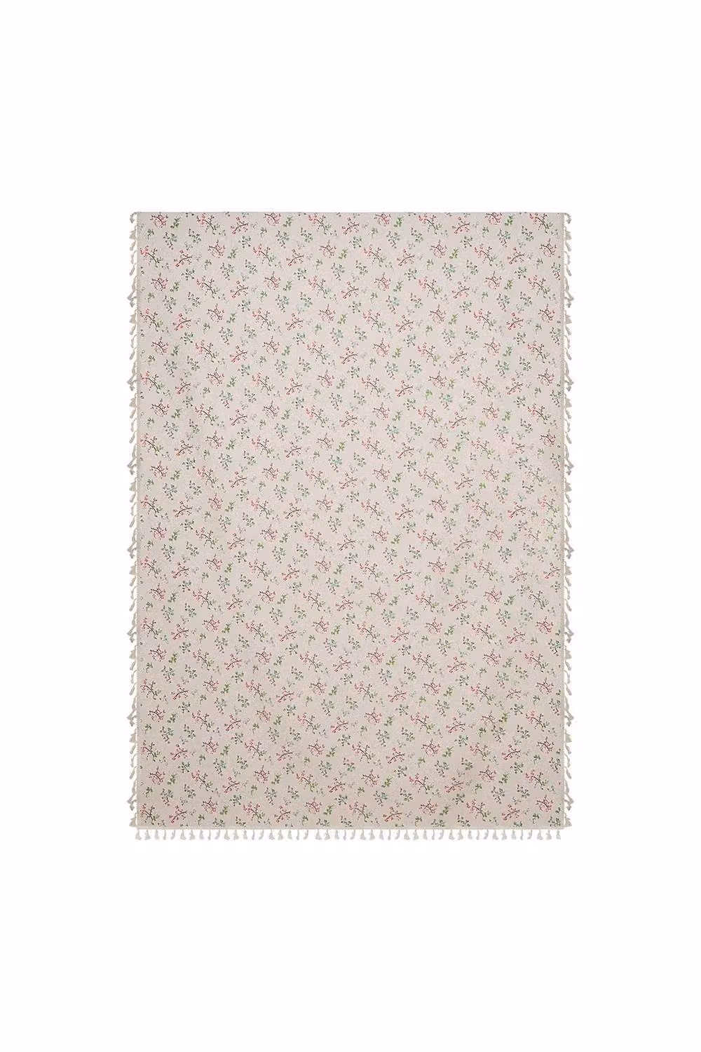 Living and Home Bohemian Floral Semi-sheer Curtain with Tassels in Beige, Width: 150 cm, Height: 240 cm – 3