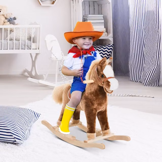 HOMCOM Kids Rocking Horse in Brown