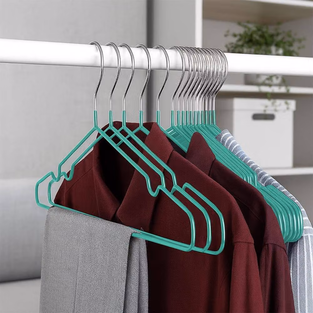 Keplin 20 Pack Heavy Duty Rubber Coated Metal Clothes Hangers in Green – 4