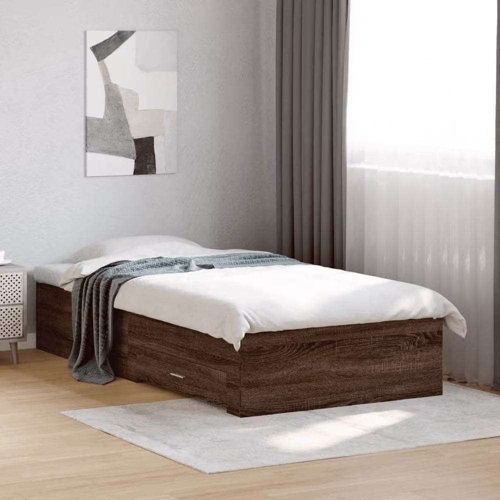 Berkfield Home Small Single Bed Frame with Drawers in Brown Oak – 2