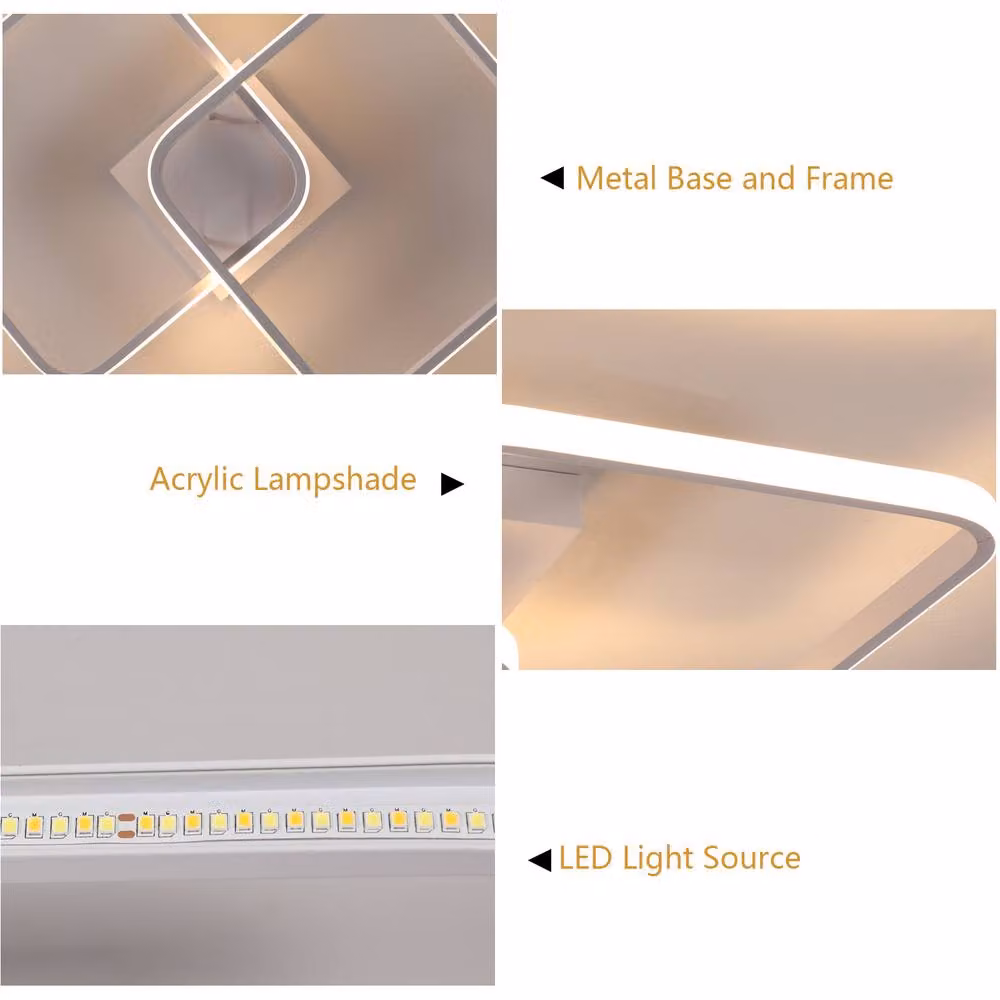 Pheashine Modern Square LED Ceiling Light in White with 3000K Warm White Light – 2