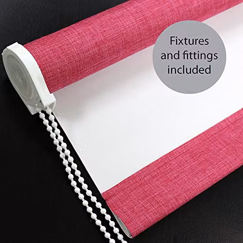 Riva Eclipse Blackout Roller Blind, Pink, Thermal Insulating Polyester, Width: 183 cm, Drop: 162 cm – 2