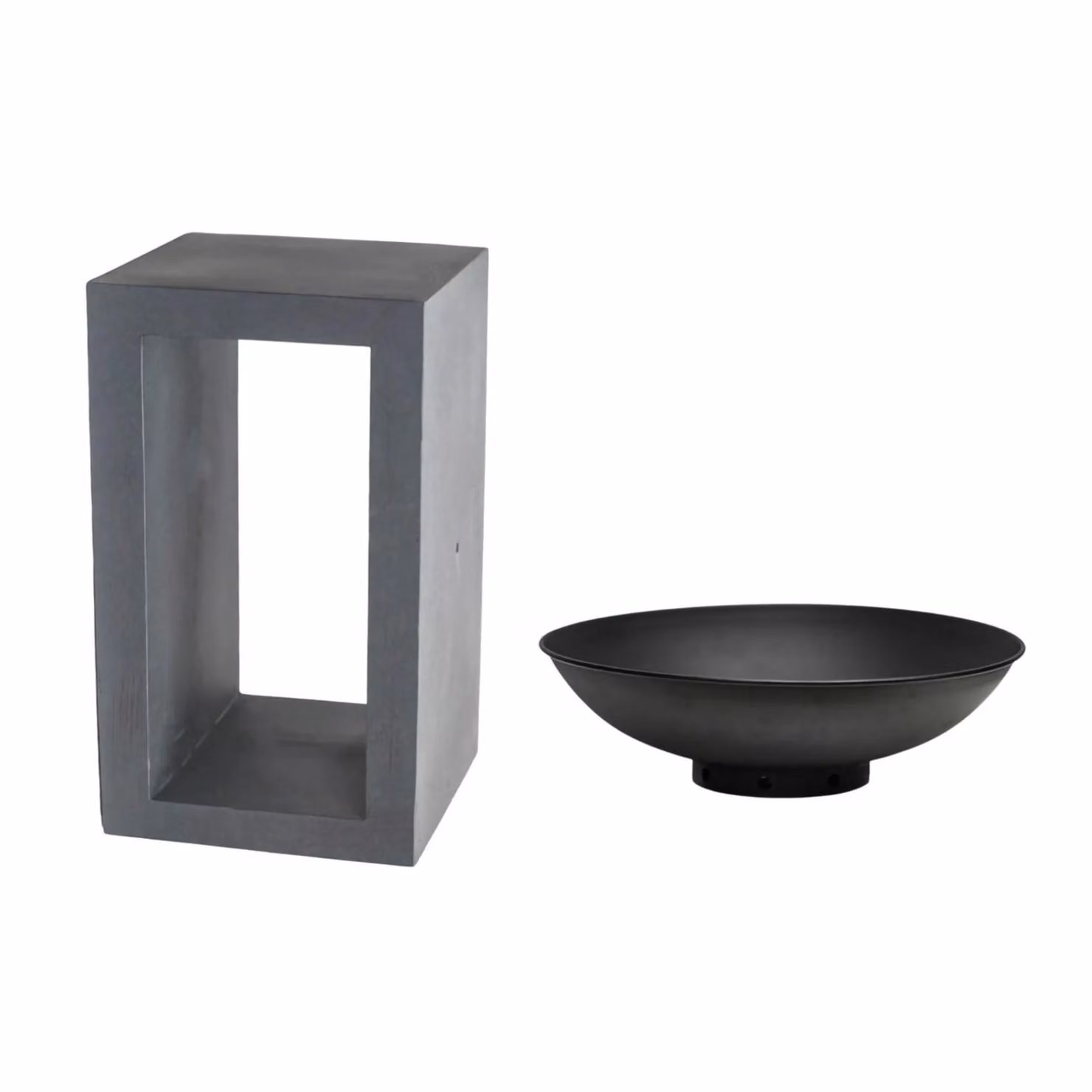 Ivyline Stone Grey Concrete Fire Bowl, H68.5cm x W39cm – 6