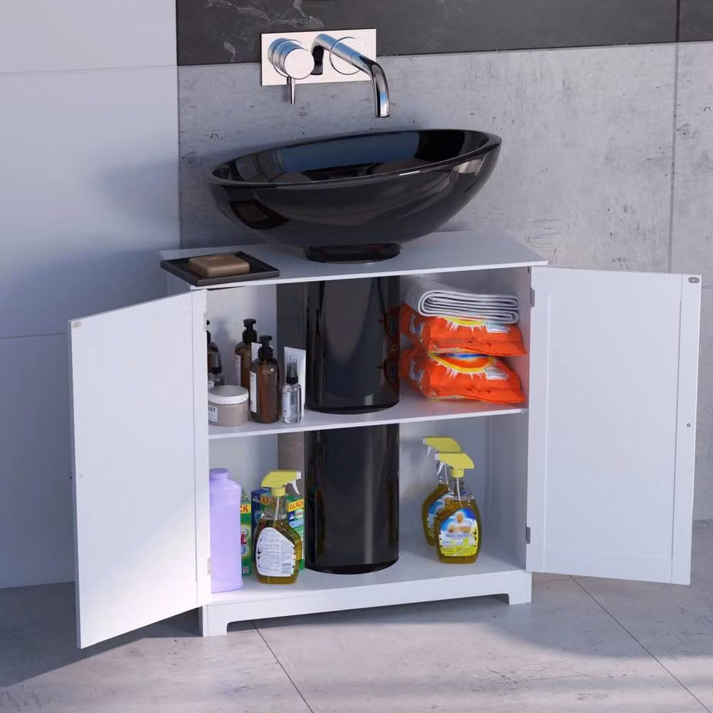 KORVIXA White Under Sink Bathroom Cabinet with Internal Shelves and Drawers, W: 70 cm, H: 75 cm – 3