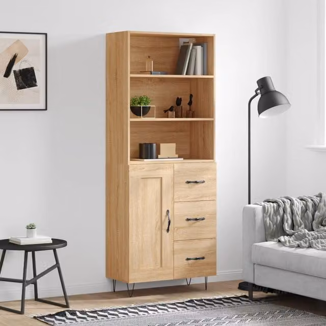 Berkfield Home Sonoma Oak Highboard in Brown, W/D/H: 69.5 x 34 x 180 cm – 1
